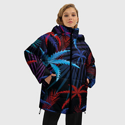 Куртка зимняя женская Листья пальмы, цвет: 3D-черный — фото 2
