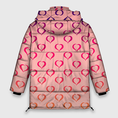 Женская зимняя куртка Сердечный принт на день влюблённых / 3D-Черный – фото 2