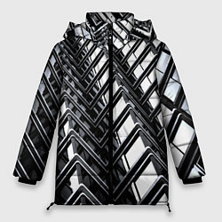 Куртка зимняя женская Карбоновая абстракция грани, цвет: 3D-черный