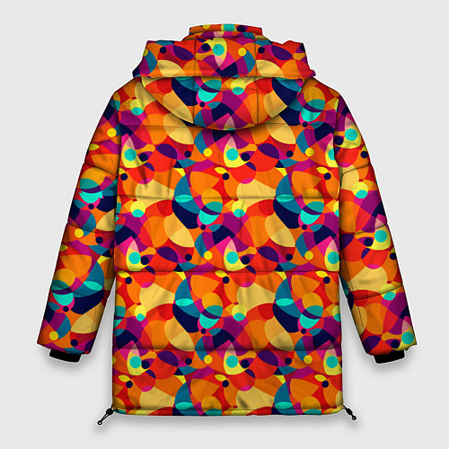 Женская зимняя куртка Абстрактный узор из разноцветных окружностей / 3D-Черный – фото 2