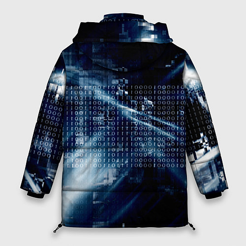 Женская зимняя куртка Тёмно-ледяной фон и бесконечный код / 3D-Черный – фото 2