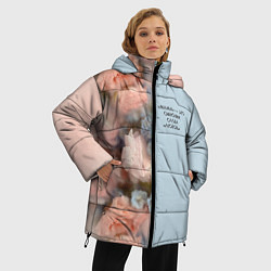 Куртка зимняя женская Мама - это любовь: цветы за стеклом, цвет: 3D-черный — фото 2