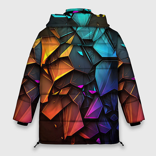 Женская зимняя куртка Неоновая абстрактная чешуя дракона / 3D-Черный – фото 2