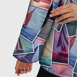 Куртка зимняя женская Корабли с алыми парусами: арт нейросети, цвет: 3D-черный — фото 2