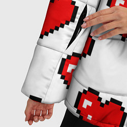 Куртка зимняя женская Сердца в стиле пиксель-арт, цвет: 3D-черный — фото 2