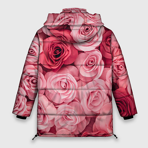 Женская зимняя куртка Чайная пыльная роза - нежно розовый цветок / 3D-Черный – фото 2
