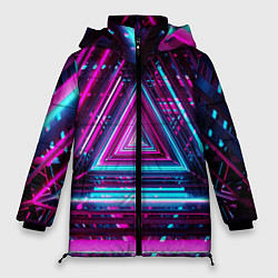 Куртка зимняя женская Неоновые линии, цвет: 3D-черный