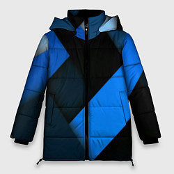 Куртка зимняя женская Геометрия синие полосы, цвет: 3D-светло-серый