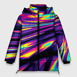 Куртка зимняя женская Неоновые разводы цветных красок, цвет: 3D-светло-серый