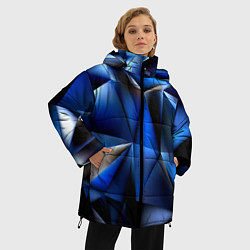 Куртка зимняя женская Polygon blue abstract, цвет: 3D-светло-серый — фото 2