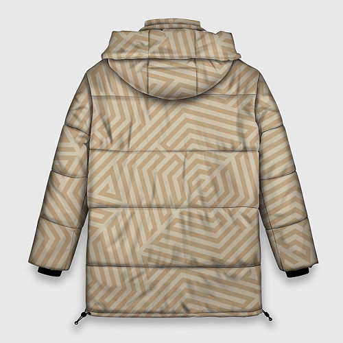 Женская зимняя куртка Бежевый цвет с геометрическим узором / 3D-Черный – фото 2