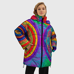 Куртка зимняя женская Красочные этнические орнаменты, цвет: 3D-черный — фото 2