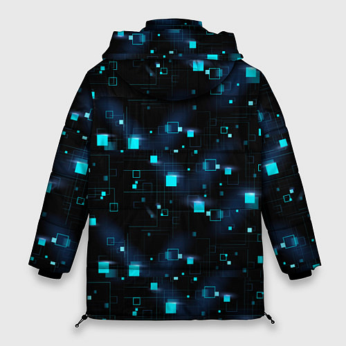 Женская зимняя куртка Светящиеся неоновые квадраты / 3D-Черный – фото 2