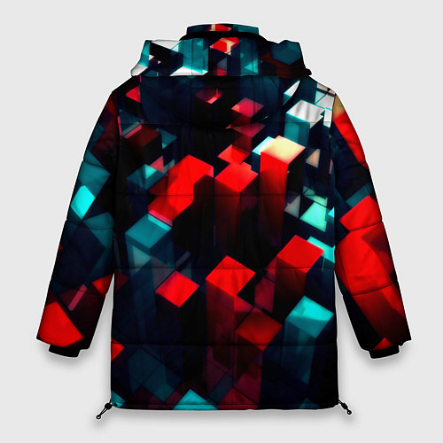 Женская зимняя куртка Digital abstract cube / 3D-Черный – фото 2