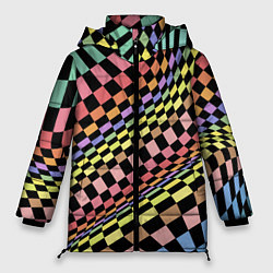 Куртка зимняя женская Colorful avant-garde chess pattern - fashion, цвет: 3D-черный