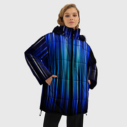 Куртка зимняя женская Neon line stripes, цвет: 3D-черный — фото 2