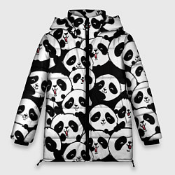 Куртка зимняя женская Весёлые панды, цвет: 3D-красный