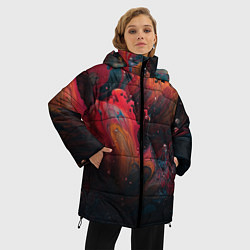Куртка зимняя женская Разноцветные брызги краски, цвет: 3D-красный — фото 2