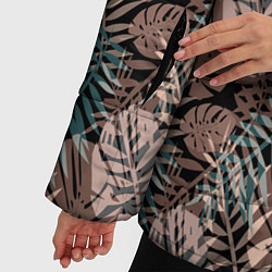 Куртка зимняя женская Тропический коричнево серый узор, цвет: 3D-черный — фото 2
