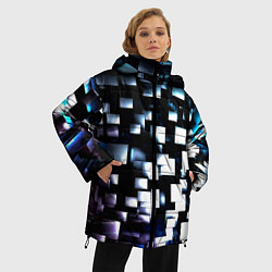 Куртка зимняя женская Неоновые кубы абстракция, цвет: 3D-красный — фото 2