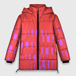Куртка зимняя женская Паттерн со штрихами розовый, цвет: 3D-черный