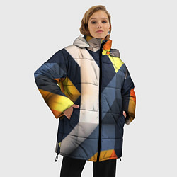 Куртка зимняя женская Полосы геометрия узор, цвет: 3D-черный — фото 2
