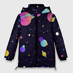 Куртка зимняя женская Разнообразие галактики, цвет: 3D-черный