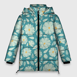 Куртка зимняя женская Ромашки - паттерн, цвет: 3D-светло-серый