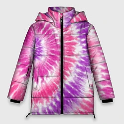 Куртка зимняя женская Тай-дай розовый с фиолетовым, цвет: 3D-светло-серый