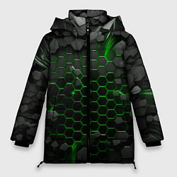Куртка зимняя женская Взрыв зеленых плит, цвет: 3D-светло-серый