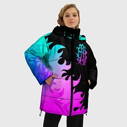 Куртка зимняя женская Nickelback неоновый огонь, цвет: 3D-черный — фото 2