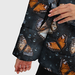 Куртка зимняя женская Бабочки и капли - паттерн, цвет: 3D-черный — фото 2