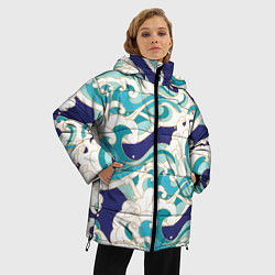 Куртка зимняя женская Волны - паттерн - мода, цвет: 3D-светло-серый — фото 2