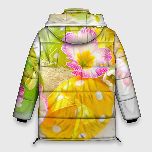 Женская зимняя куртка Пасхальные яйца и цветы / 3D-Черный – фото 2
