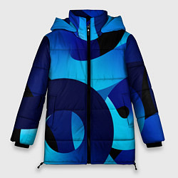 Куртка зимняя женская Синие линии в виде узоров, цвет: 3D-светло-серый