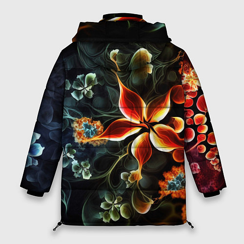 Женская зимняя куртка Абстрактные цветы / 3D-Черный – фото 2