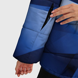 Куртка зимняя женская Синие лучи и отражения в абстракции, цвет: 3D-светло-серый — фото 2