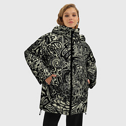 Куртка зимняя женская Татуировочный орнамент, цвет: 3D-черный — фото 2