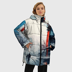 Куртка зимняя женская Наш город - коллекция Бело-сине-красный - Хуф и Ся, цвет: 3D-красный — фото 2
