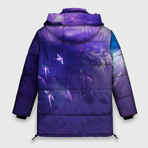 Женская зимняя куртка Фиолетовый необъятный космос / 3D-Черный – фото 2