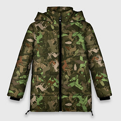 Женская зимняя куртка Олени и дубовые листья - камуфляж