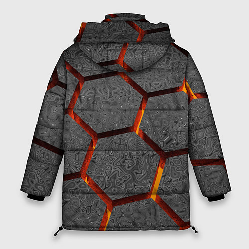 Женская зимняя куртка Металлические плиты и лава / 3D-Черный – фото 2