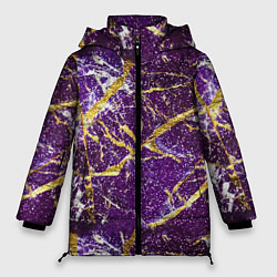 Куртка зимняя женская Фиолетовые и золотые блестки, цвет: 3D-светло-серый