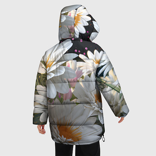 Женская зимняя куртка Ромашки на лугу / 3D-Светло-серый – фото 4