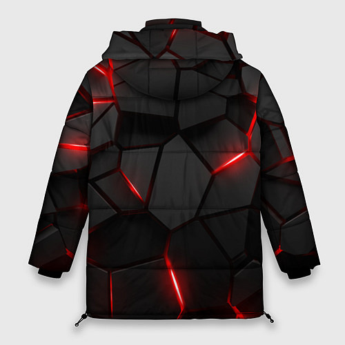 Женская зимняя куртка Плиты с красной подсветкой / 3D-Черный – фото 2