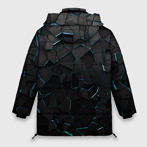 Женская зимняя куртка Плиты с синей неоновой подсветкой / 3D-Черный – фото 2