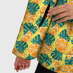 Куртка зимняя женская Летний паттерн с апельсинами, цвет: 3D-светло-серый — фото 2