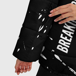 Куртка зимняя женская Breaking Benjamin и рок символ на темном фоне, цвет: 3D-черный — фото 2