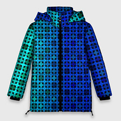 Женская зимняя куртка Сине-зеленый геометрический узор