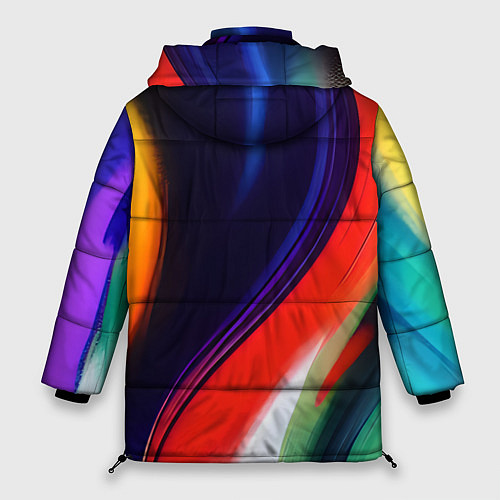 Женская зимняя куртка Абстракция красок мазками / 3D-Черный – фото 2